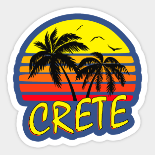 Crete Greece Retro Sunset Sticker